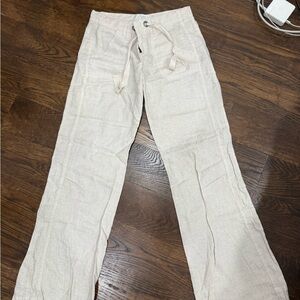Men's Lightweight Drawstring Linen Pants - Cream